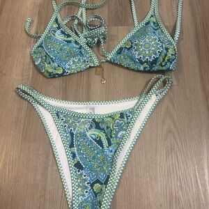 Blue and Green Paisley Bikini